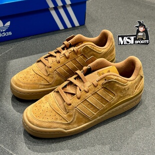 Adidas三叶草FORUM小麦色翻毛皮男女细带低帮休闲运动板鞋JP5733