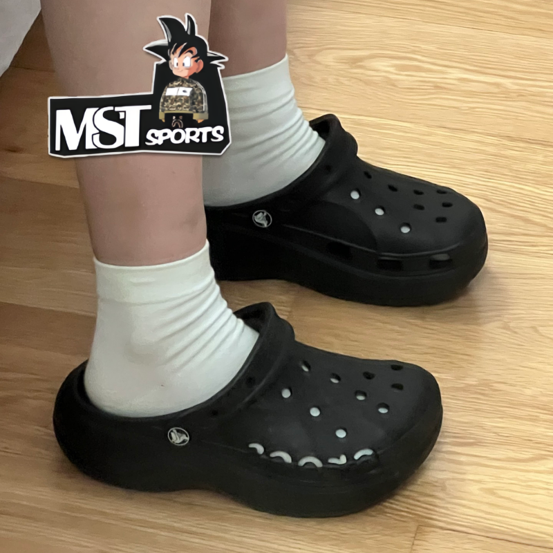 Crocs卡洛驰黑白厚底洞洞鞋凉鞋