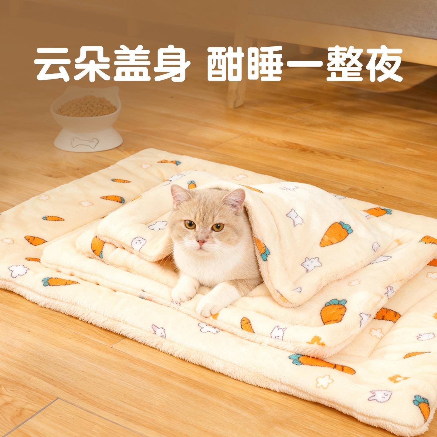 狗窝猫窝冬季加厚保暖垫子狗狗毛绒睡垫猫垫子地垫四季通用毛毯子