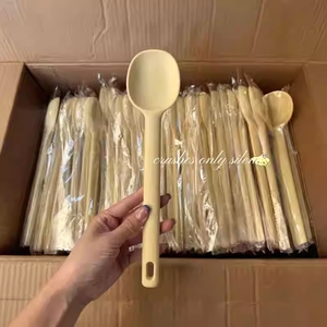 黄色食品级硅胶浅口汤勺火锅勺辅食勺锅铲炒菜铲子不粘锅专用新款