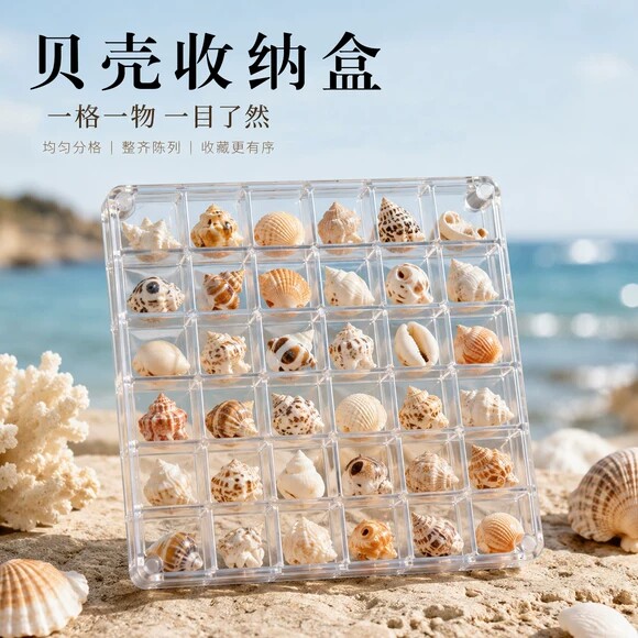 装贝壳收纳盒大号亚克力相框赶海边石头高透明展示盒收集海螺标本