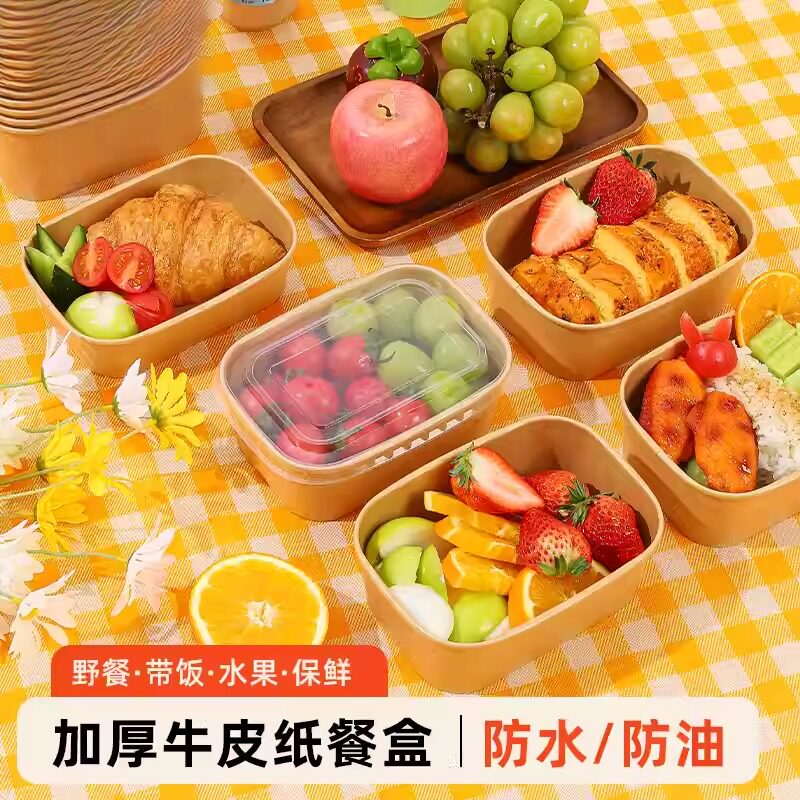 一次性饭盒打包盒食品级餐盒套装可微波炉加热便携野餐水果便当盒