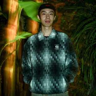 法兰绒马赛克格子外套拉链夹克 Jacket Kizzles Flannel