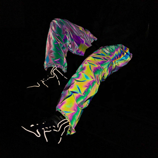 五彩反光材质拼接滑板裤 Pants Convertible Kizzles