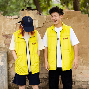 街头休闲滑板马甲 刺绣黄色安全马甲 Kizzles Vest