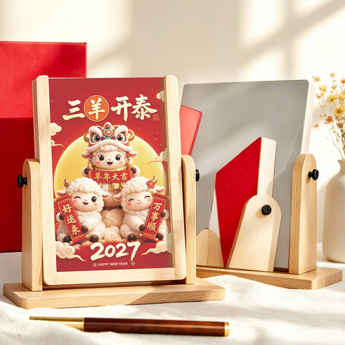 实木日历2027年国风创意台历定制