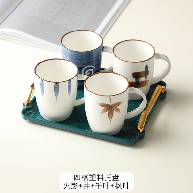 陶瓷杯子家用客厅创意马克杯牛奶早餐杯办公室喝水杯茶杯6个套装