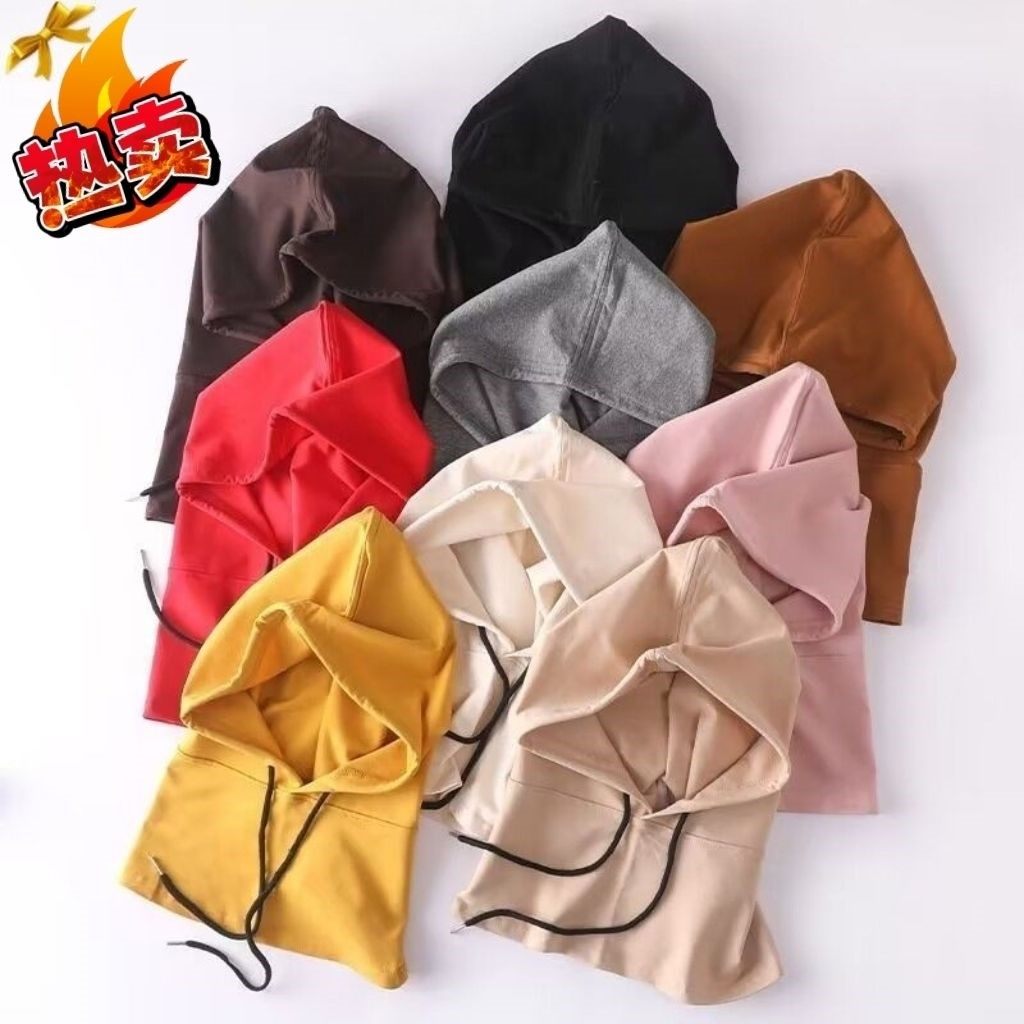 纯棉卫衣帽子春夏男女针织包头帽护颈围脖套头护耳连帽挡防风保暖