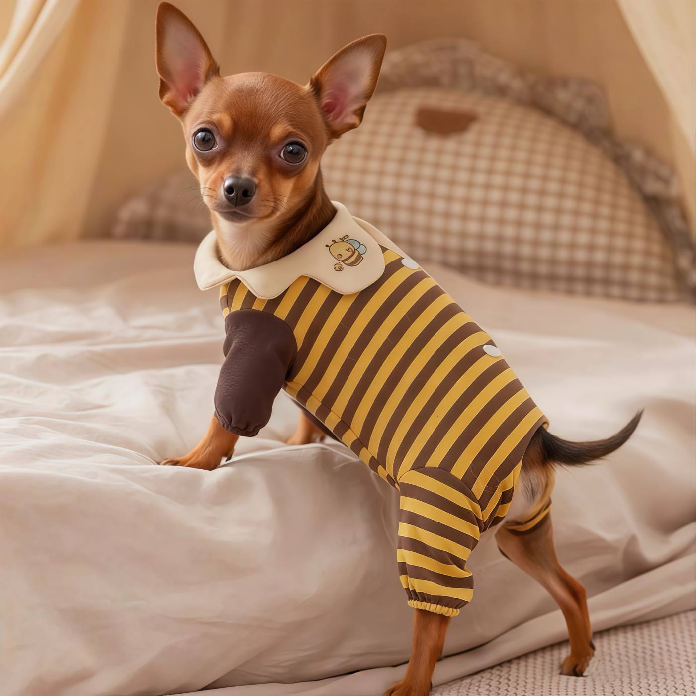 小鹿犬衣服冬季秋天超小体比熊小型幼犬迷你杜宾吉娃娃专用四脚衣