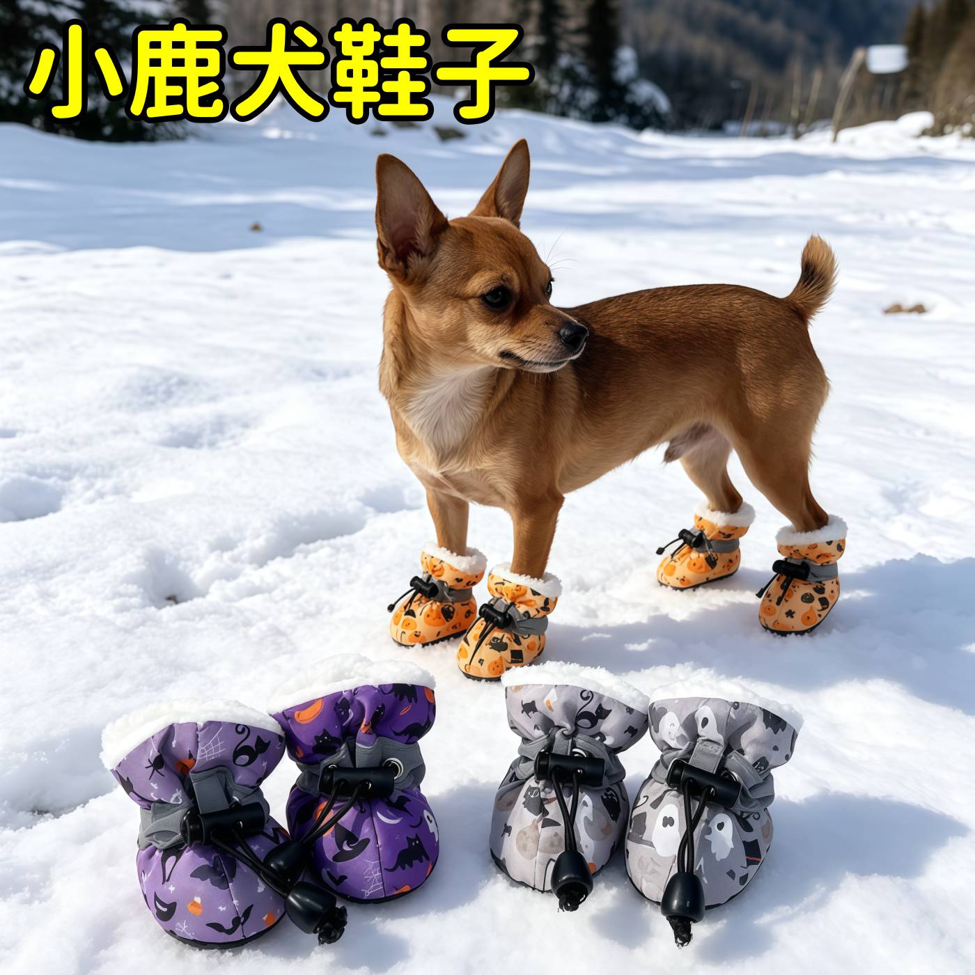 小鹿犬鞋子宠物鞋套比熊博美小型犬软底防抓脚套秋冬季加绒保暖鞋