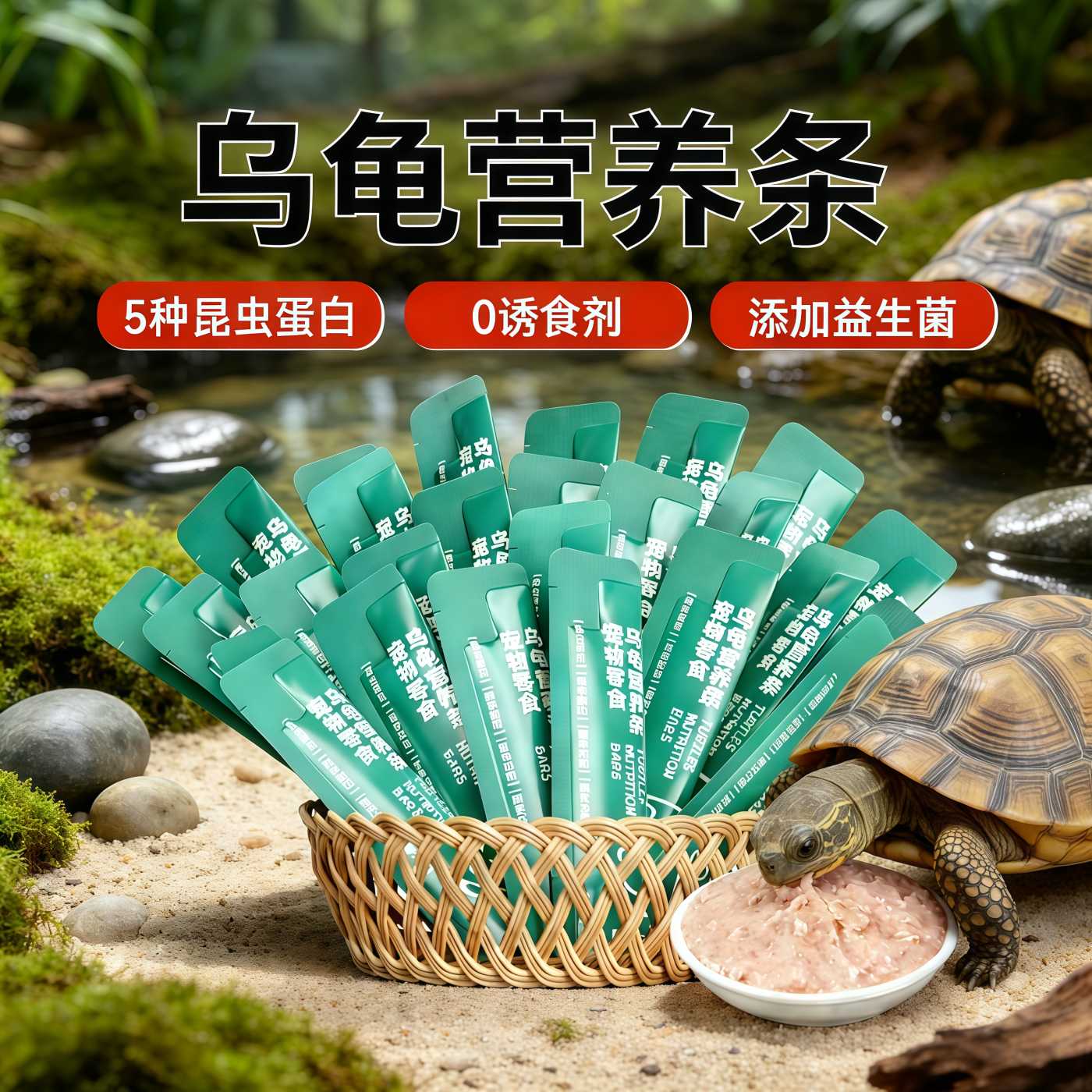 乌龟营养条草龟巴西鳄龟泥水龟小乌龟互动零食半水龟通用肉粒龟条