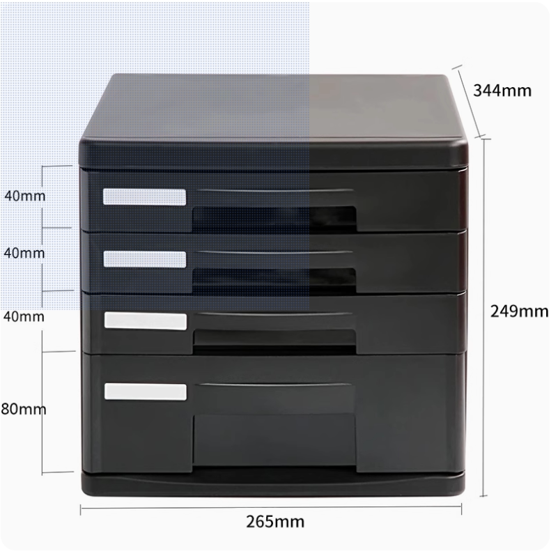 DELI 파일 캐비닛 DELI 9772A 4단 플라스틱 파일 캐비닛[잠금 장치 없음] 4단 정보 캐비닛 데스크탑 파일 캐비닛