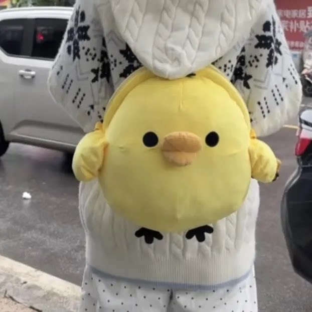 鼻孔鸡双肩包书包背包小鸡书包鼻孔鸡拉链小圆包毛绒玩偶双肩包萌