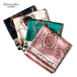 真丝丝巾女大方巾桑蚕丝围巾素绉缎韩版 杭州丝绸 百搭2018春夏新品