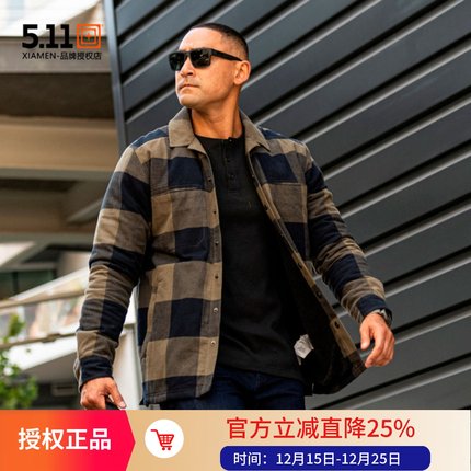 5.11赛斯男士上衣511户外新品秋冬格子衬衫夹克保暖加厚外套78042