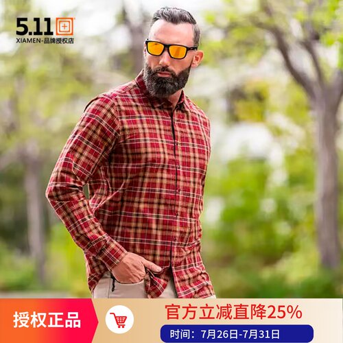 5.11格子长袖衬衣混棉