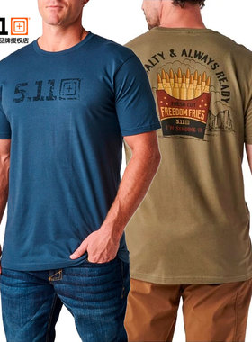 美国5.11战术T恤76146男棉质印花圆领511体能运动训练透气长短袖