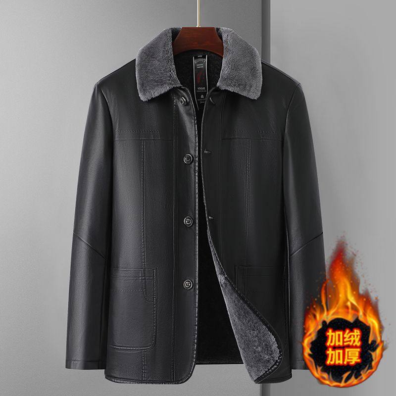 恒源祥秋冬新款中老年男式皮衣外套加绒加厚保暖中老年男皮夹克爸,男装,皮衣,淘宝优惠券,粉丝福利购,淘宝优惠卷