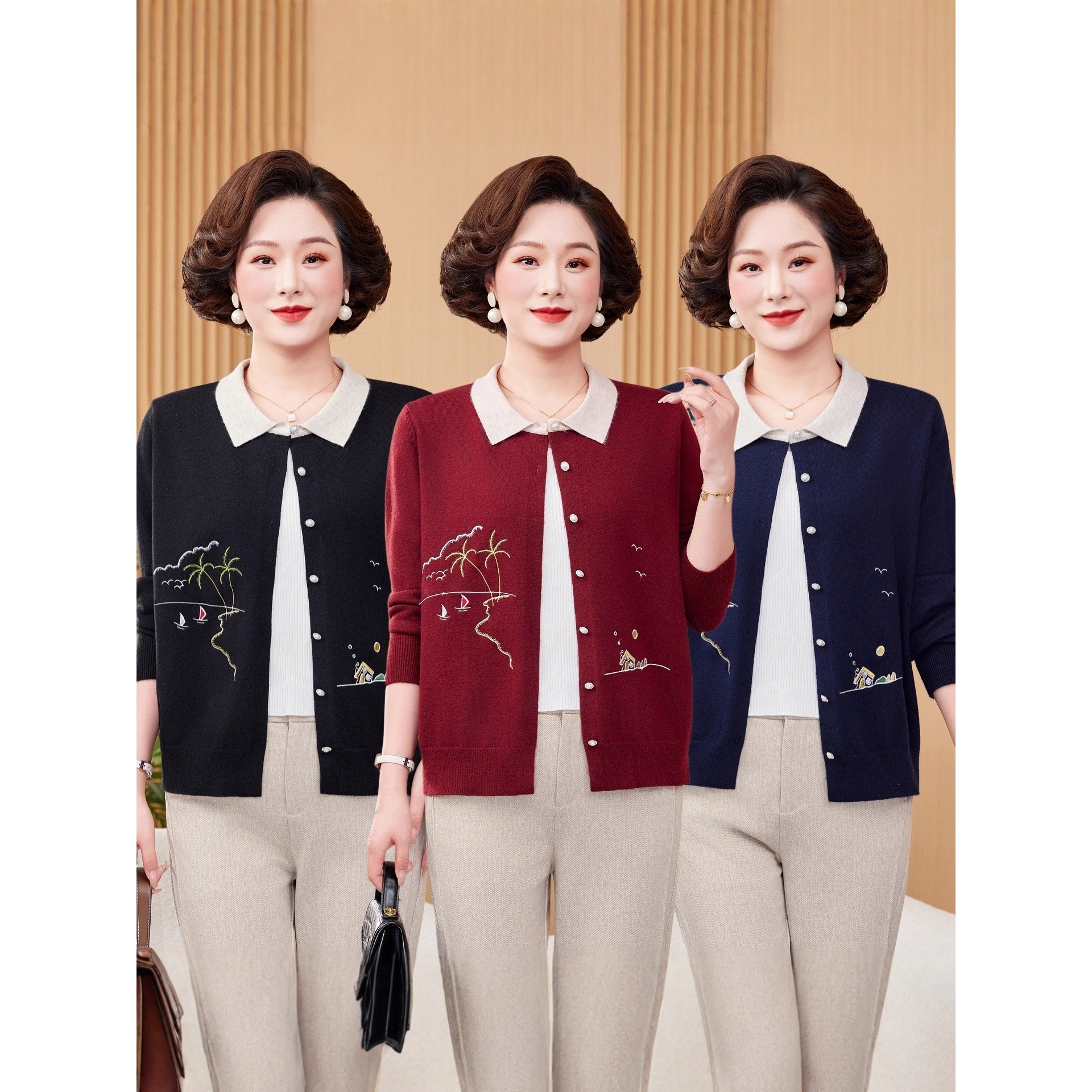 恒源祥秋装新款精纺羊毛圆领针织衫中年妈妈气质宽松百搭上衣外套,女装/女士精品,中老年女装,淘宝优惠券,粉丝福利购,淘宝优惠卷