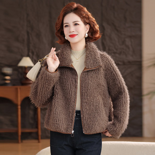 洋气加厚中老年毛皮毛 仿皮草外套新款 恒源祥官方正品 2025妈妈冬装