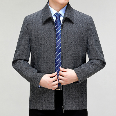 恒源祥官方正品秋冬季男士羊毛呢子夹克衫中年爸爸装休闲厚大码宽