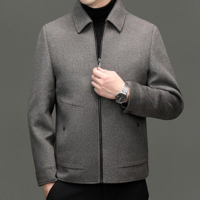 恒源祥官方正品品牌羊毛毛呢大衣外套男短款2024秋冬季加厚行政中