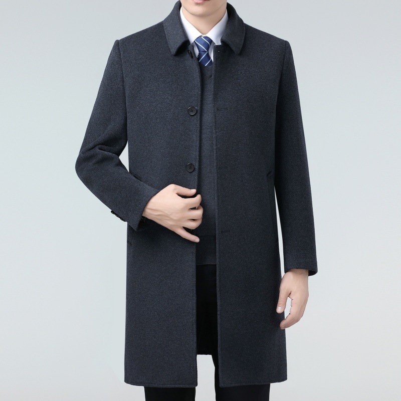 恒源祥官方正品双面羊绒大衣男士长款商务休闲羊毛呢子风衣中年羽