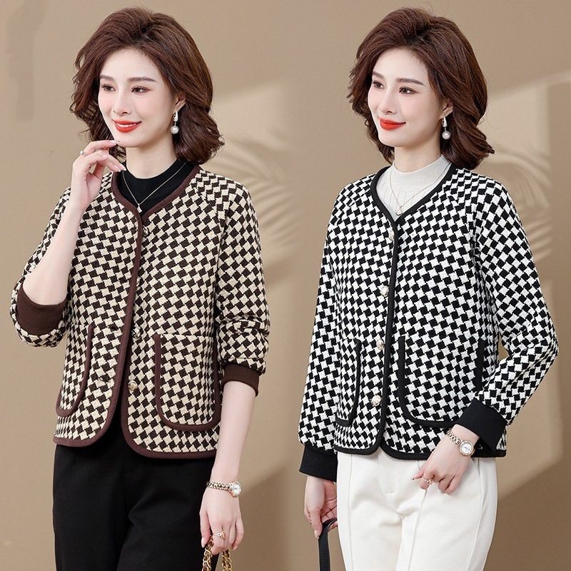 恒源祥新款小香风千鸟格外套中老年女妈妈装短款夹克上衣春秋装洋,女装/女士精品,时尚防晒服,淘宝优惠券,粉丝福利购,淘宝优惠卷