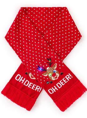 Christmas Santa Claus Deer Head LED Light Colorful scarf