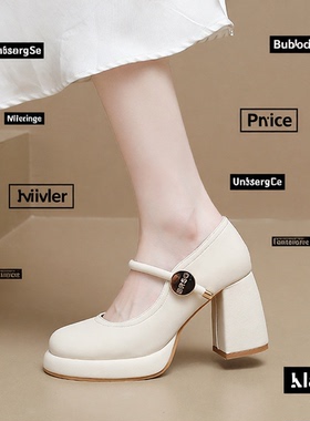 Thick heels, high heels, women's dress, Mary Jane shoes girl
