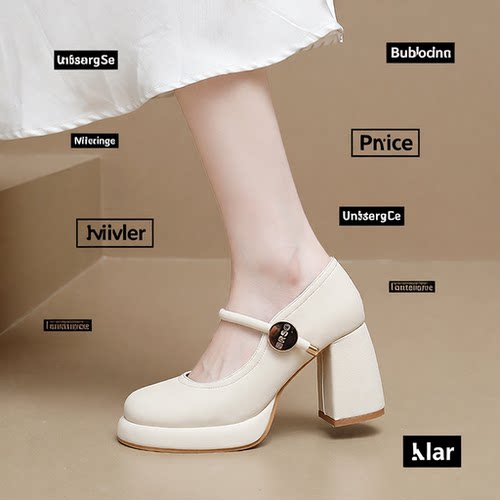 Thick heels, high heels, women's dress, Mary Jane shoes girl