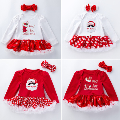 Christmas baby clothes, cartoon socks, long sleeves, skirt