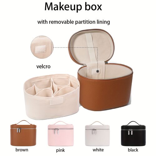 New elastic band PU cosmetic storage box with hand-held bag