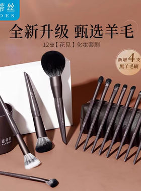 蓝蒂丝花见12支动物毛化妆刷套装