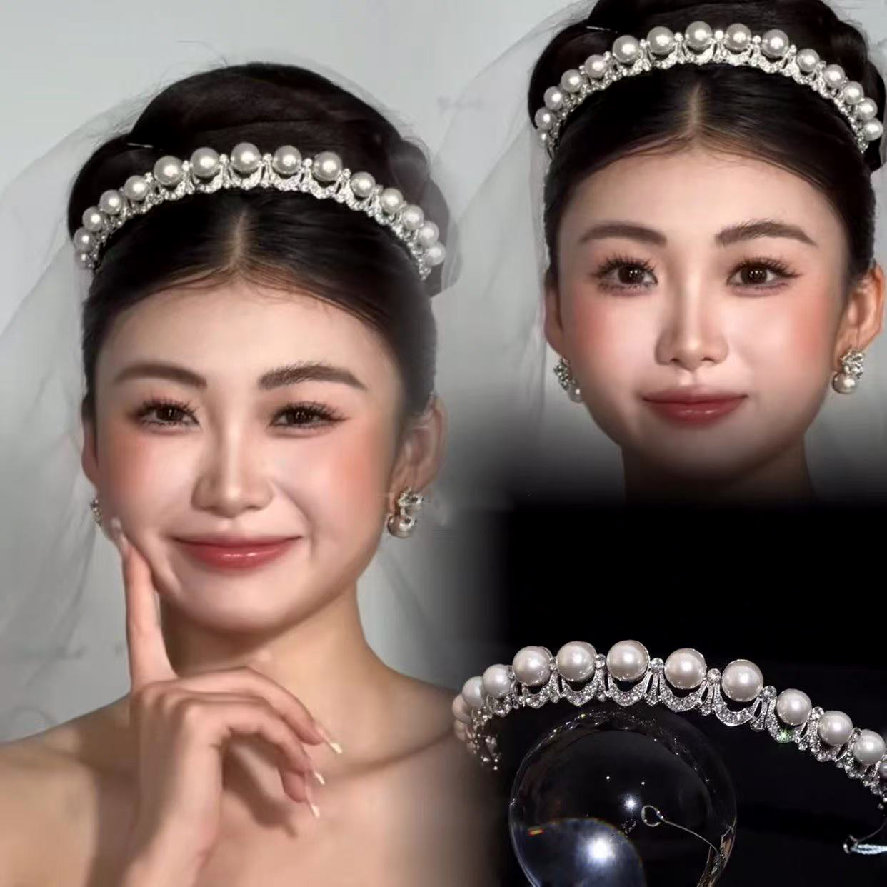 ETE韩式简约新娘结婚珍珠皇冠头饰时尚生日公主冠婚礼白纱女王冠