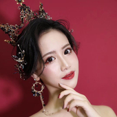 新娘头饰欧式 奢华整环圆皇冠手工水晶巴洛克王冠结婚纱礼服发饰品