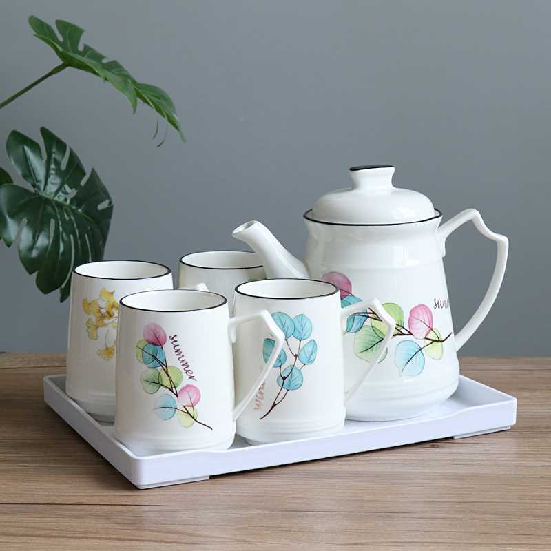 正品四季花卉陶瓷家用杯子套装简约客厅水壶杯具水杯茶具茶壶水具