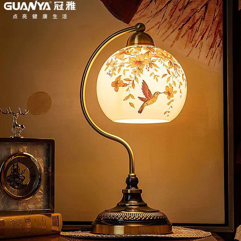 正品冠雅欧式全铜台灯奢华卧室床头柜灯温馨浪漫创意高档复古书桌