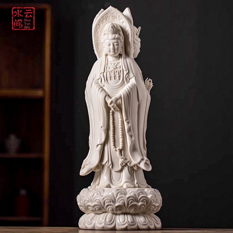陶瓷三面观音家用佛像