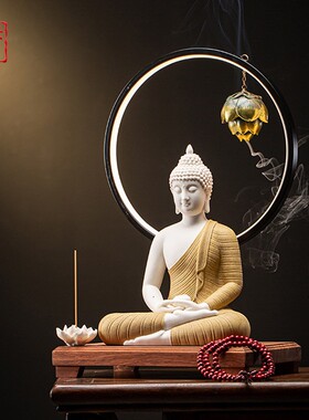 陶瓷彩砂释迦摩尼禅意摆件
