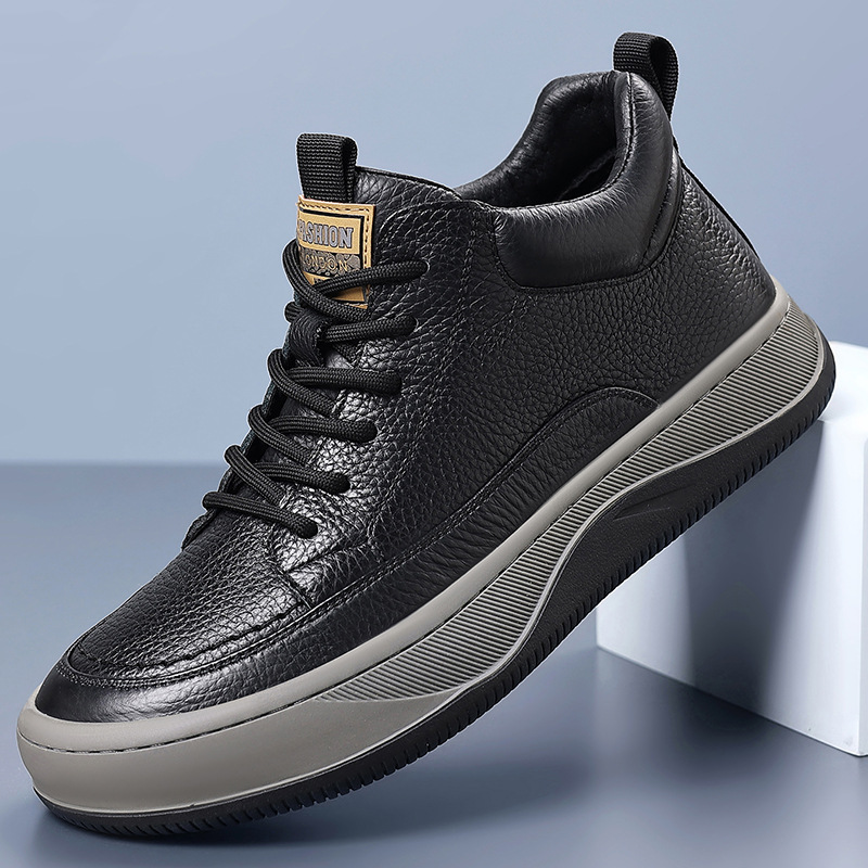 康奈头层牛皮冬季新款男式棉鞋真皮加绒加厚保暖休闲男款男鞋圆头