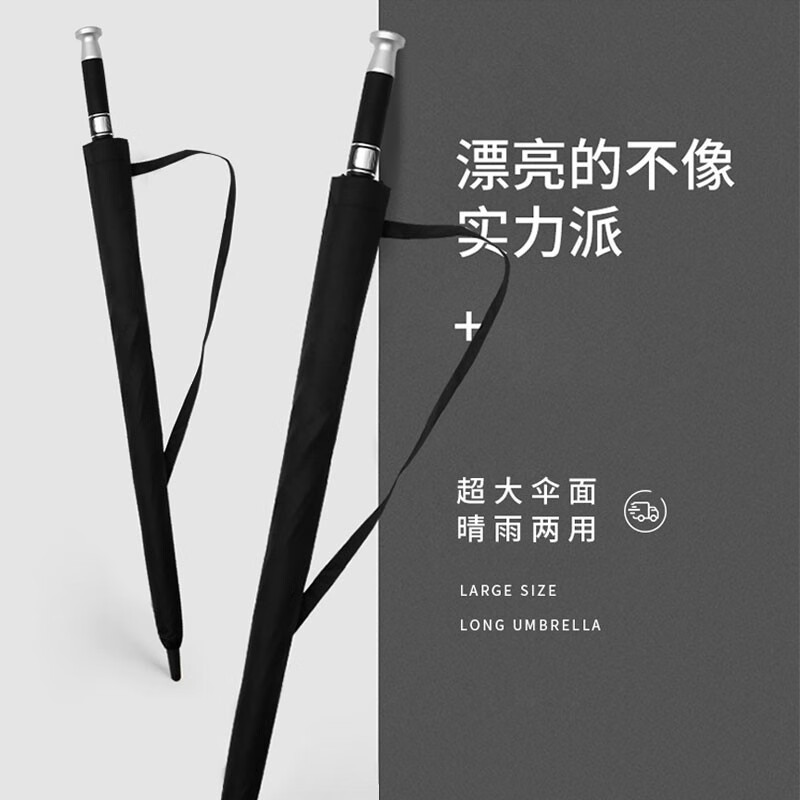 德国精工自动全纤维长柄伞黑胶晴雨两用高尔夫伞商务礼品4s店贵宾