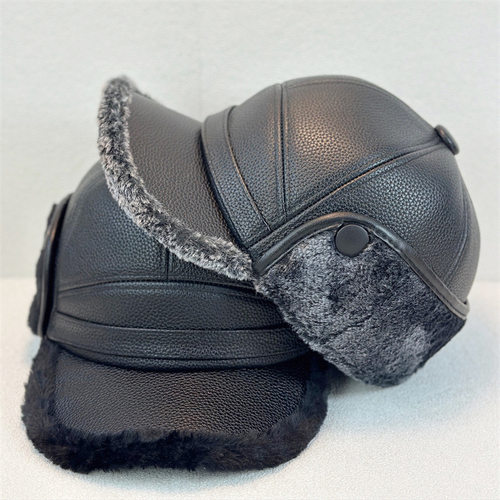 香港潮牌新款中老年保暖加绒皮帽 冬季中老年帽子百搭加厚加绒老