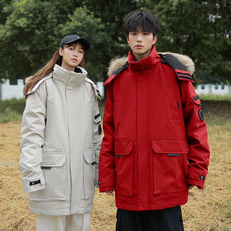 恒源祥情侣款宽松毛领连帽羽绒服魔术贴帽防风口袋简约袖口保暖时,户外/登山/野营/旅行用品,羽绒衣,淘宝优惠券,粉丝福利购,淘宝优惠卷