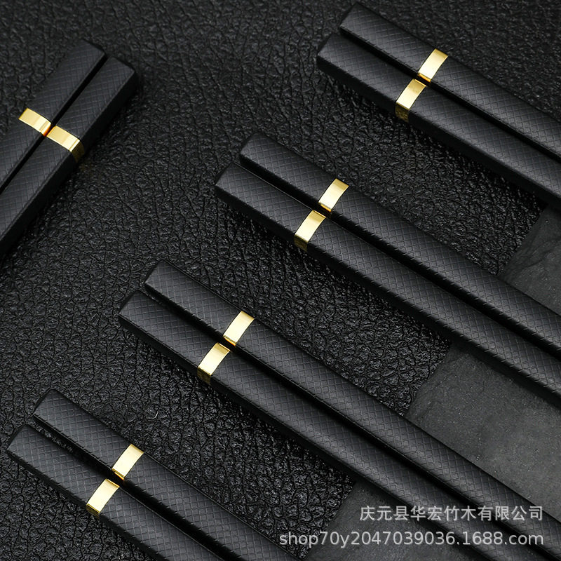 德国精工金银戒黑色筷子合金筷耐高温筷手感好筷子 一件代发