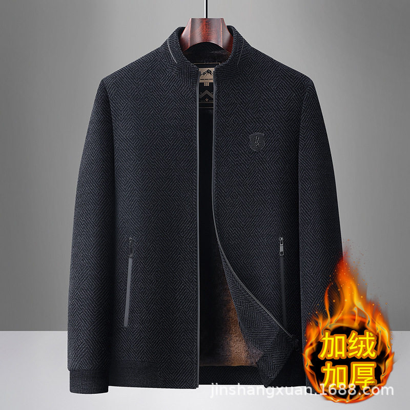 恒源祥男款夹克加绒雪尼尔轻商务休闲外套2025年冬季新款中老年夹,男装,中老年上装,淘宝优惠券,粉丝福利购,淘宝优惠卷