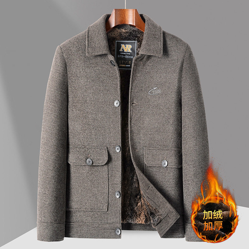 恒源祥夹克外套秋冬新款保暖大衣男士短款呢子休闲爸爸装加绒加厚,男装,毛呢大衣,淘宝优惠券,粉丝福利购,淘宝优惠卷