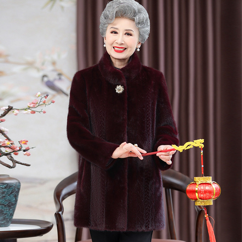 恒源祥老年人冬装水貂绒大衣妈妈款皮毛一体婆婆中长款上衣奶奶皮,男装,皮草,淘宝优惠券,粉丝福利购,淘宝优惠卷