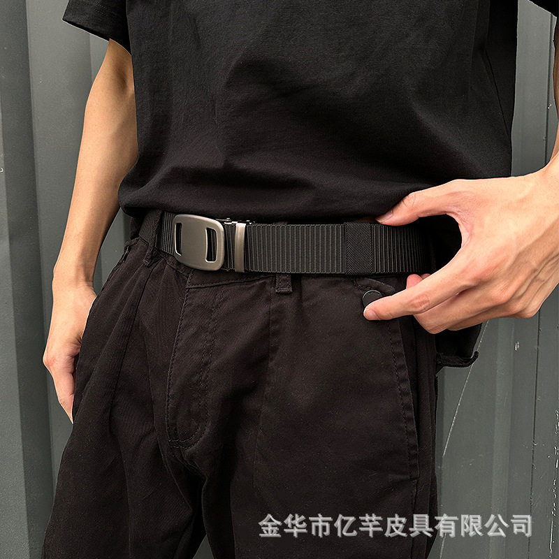 德国精工新款尼龙皮带男士自动扣免打孔户外运动帆布腰带休闲百搭