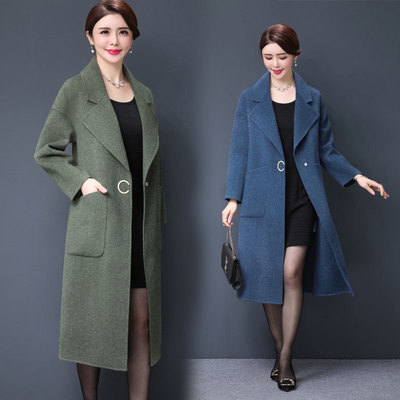 恒源祥妈妈秋冬双面羊毛呢子长款外套2020新款中老年女装过膝羊绒